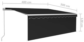 Toldo retrátil manual com estore e luzes LED 4x3 m antracite