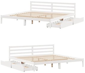 Cama sem colchão 200x200 cm madeira de pinho maciça branco