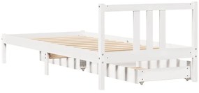 Cama sem colchão 90x200 cm madeira de pinho maciça branco