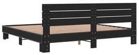 Estrutura de cama 180x200 cm derivados de madeira/metal preto