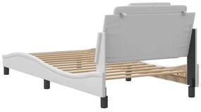Estrutura cama c/ cabeceira 100x200 cm couro artificial branco