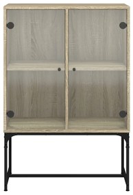 Armário de apoio c/ portas vidro 69x37x100 cm carvalho sonoma