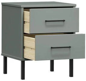Mesa cabeceira c/ pernas de metal OSLO pinho maciço cinzento
