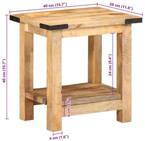 Mesa de apoio 40x30x40 cm madeira de mangueira áspera maciça