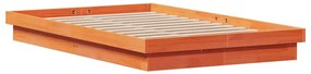 Estrutura de cama c/ LEDs 135x190 cm pinho maciço castanho mel