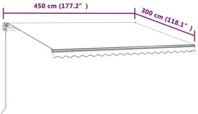 Toldo retrátil automático 450x300 cm amarelo e branco