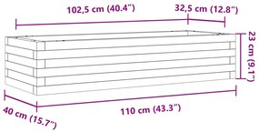 Vaso/floreira de jardim 110x40x23 cm pinho maciço castanho-mel