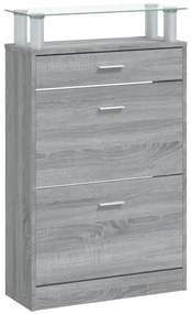 Sapateira 63x24x104 cm derivados de madeira sonoma cinza