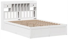 Cama sem colchão 150x200 cm madeira de pinho maciça branco