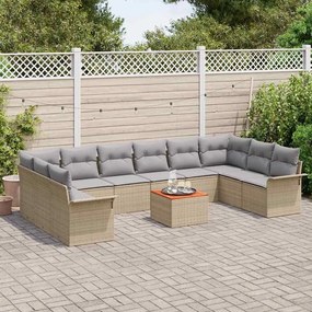 Conjunto de Sofá para Jardim vidaXL de 11 Peças com Almofadas Bege Rat