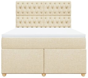 Cama com molas/colchão 140x200 cm tecido cor creme
