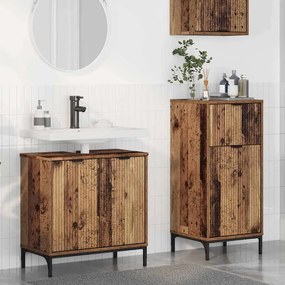 vidaXL Conjunto de Móveis para Banheiro Xadrez 2 pcs Madeira antiga