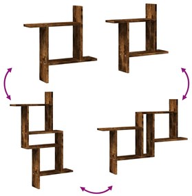 Prateleiras de parede 2 pcs derivados madeira carvalho fumado