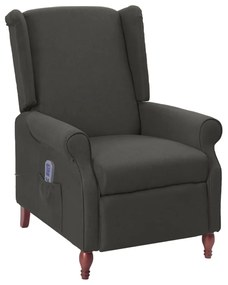 Cadeira massagens reclinável tecido cinzento-escuro