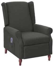vidaXL Poltrona de massagens reclinável tecido cinzento-escuro