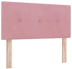 Cama Box Spring com Colchão e LED Rosa 80x200 cm Veludo