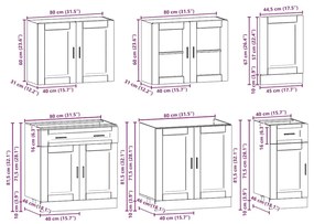 7 peças armário de cozinha conjunto Kalmar cinzento cimento