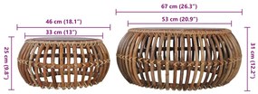 Mesas de centro 2 pcs vime genuíno