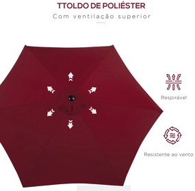 Chapéu de Sol de Jardim Ø270x235cm Chapéu de Sol de Alumínio Reclináve