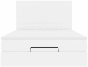 Estrutura de cama otomana com colchão branco couro falso