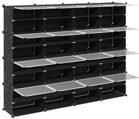 Organizador de arrumação com 16 cubos e portas PP preto