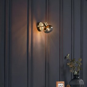 Foco de teto moderno dourado com vidro redondo âmbar - Teddy