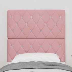 Cabeceira vidaXL Cristal Botão Tufted Rosa 80 cm Veludo