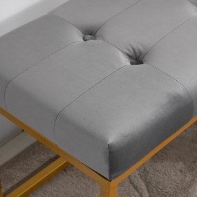 HOMCOM Banco multifuncional Banco de pés com assento acolchoado e pernas metálicas 120x35x42 cm cinza e dourado