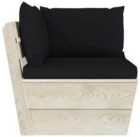 6 pcs conjunto lounge de paletes + almofadões madeira de abeto
