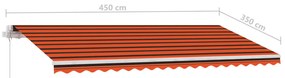 Toldo retrátil manual com LED 450x350 cm laranja e castanho