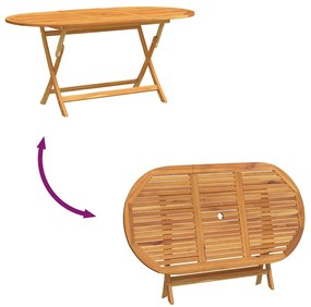 Mesa de jardim dobrável 160x85x75 cm madeira eucalipto maciça