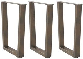 vidaXL Pés para mesa de jantar em formato de V, 3 peças, aço natural, 70x(72-73,3) cm, aço