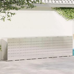 vidaXL Armazenamento para Lixeiras Móveis para 3 Caçambas Prateado