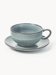 Handmade Tea Cup Nordic Sea with Saucer