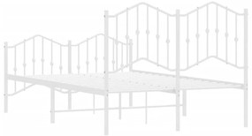 Estrutura de cama com cabeceira e pés 120x190 cm metal branco