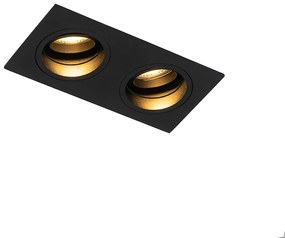 Foco embutido quadrado preto ajustável 2 luzes - Chuck Moderno