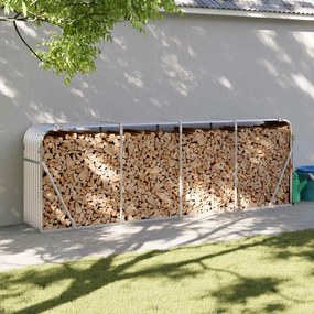 vidaXL Suporte de lenha 300x45x100 cm aço galvanizado prateado