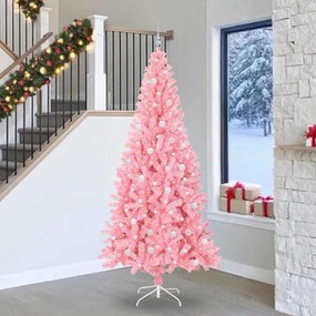 vidaXL Árvore de Natal com 300 LEDs com suporte Rosa 240 cm PVC