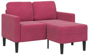 vidaXL Sofá 2 lugares com Chaise em L 125 cm veludo vermelho tinto