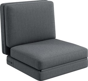 HOMCOM Poltrona de chão dobrável com almofada, sofá estofado conversível, sala de estar, quarto de hóspedes, escritório, 75 x 268 x 18 cm, cinza escuro | Aosom Portugal
