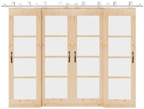 Kit ferragens p/ porta deslizante 366cm aço inoxidável prateado