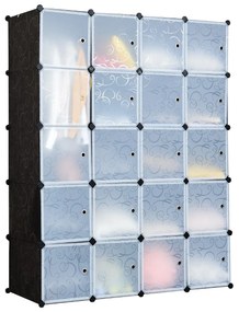 Armário Guarda Roupa Modular com 20 Cubos 35 x 45 x 35 cm Plástico com Portas Fácil de Montar para Sala Quarto