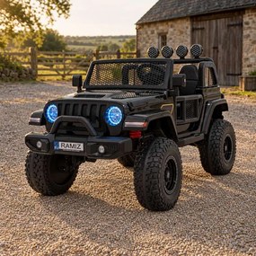 Jipe elétrico para Crianças OFF-ROAD 3.0 12V 4x4 Rodas Espuma EVA, Assento couro ecológico Preto