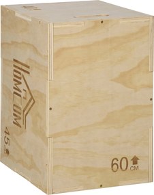Aparelho de box jump pliométrico 3 em 1, caixa de salto para musculação, fitness e treino cruzado 40/45/60 cm, em madeira