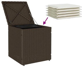 Bancos jardim com almofadas 2 unid 40x40x43 cm vime PE castanho