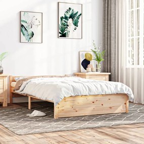 vidaXL Estrutura de cama casal 135x190 cm madeira maciça