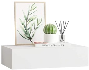 Prateleira de parede com gaveta MDF 40x23,5x10 cm branco