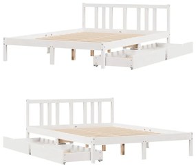 Cama sem colchão 160x200 cm madeira de pinho maciça branco