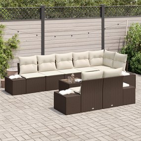 Conjunto de Sofá de 8 Peças com Almofadas Cinza de Vime Sintético