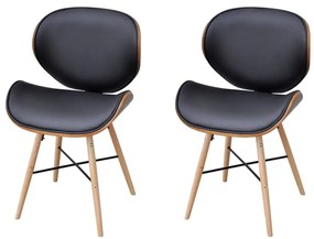 Cadeiras jantar 2 pcs madeira curvada e couro artificial